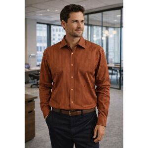 Oleg Cassini Vintage Dress Shirt Brown Pink Stripes 15 1/2 x 32